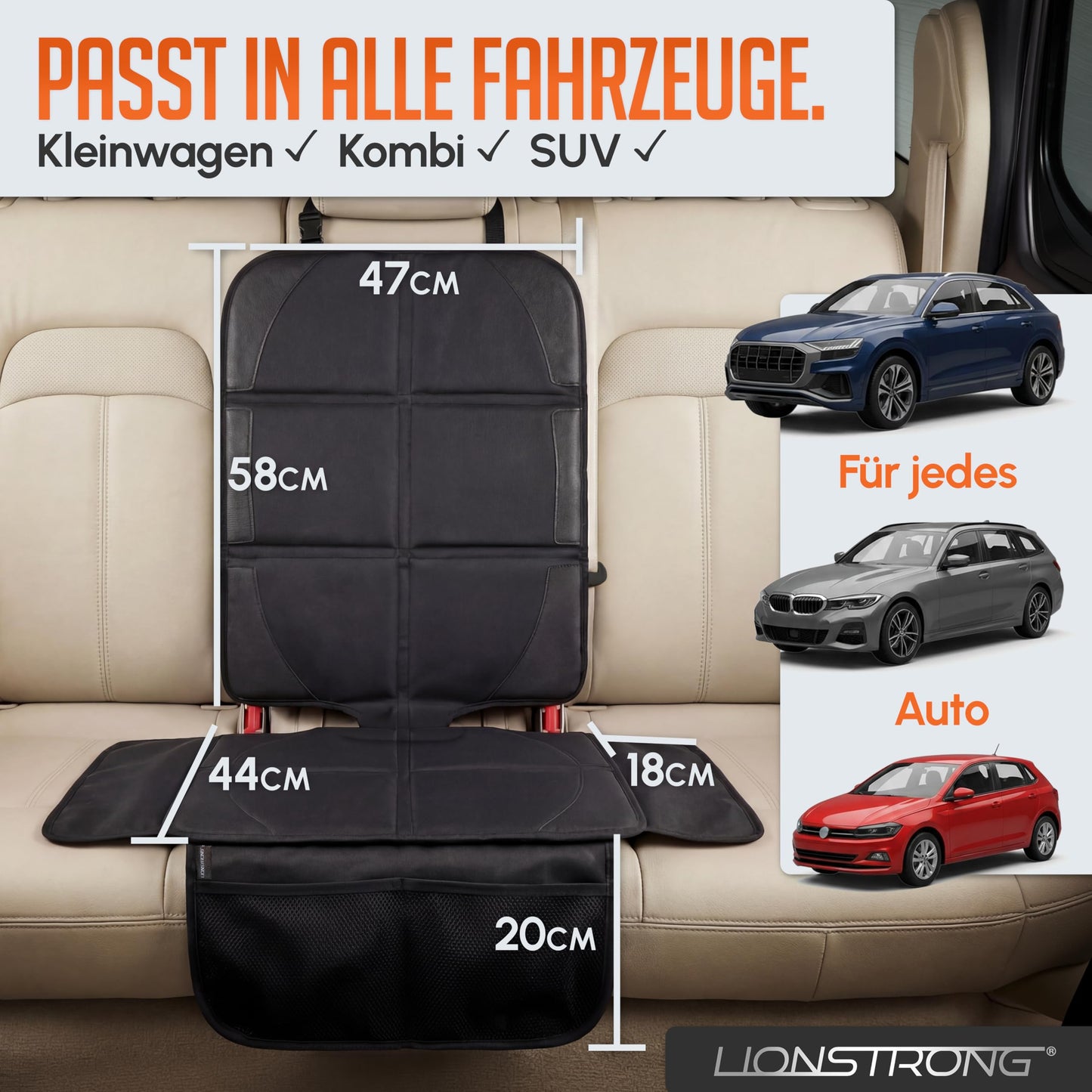 Autositz Unterlage Kindersitz ISOFIX Schwarz