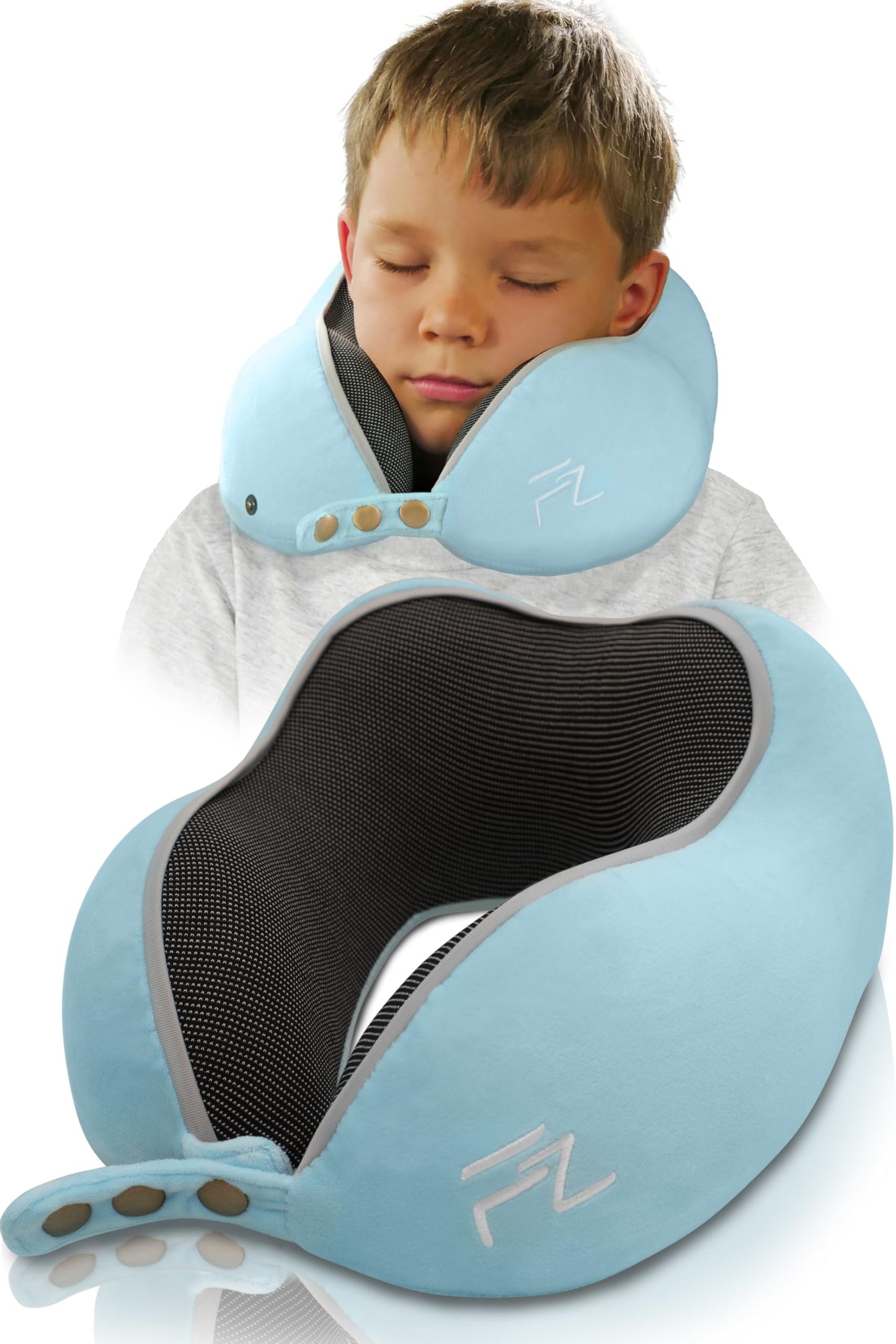 FLOWZOOM Nackenkissen Blau mit Transportbeutel Größe M