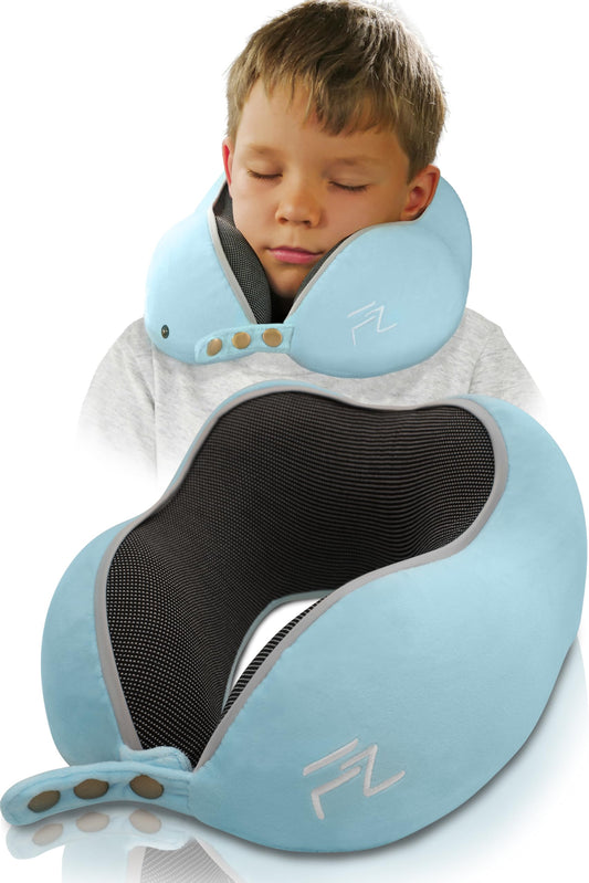 FLOWZOOM Nackenkissen Blau mit Transportbeutel Größe M