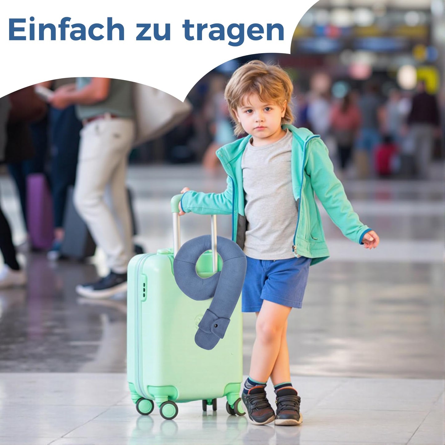 Kinder Nackenhörnchen ab 3 Jahren, Reisekissen Blau Grau