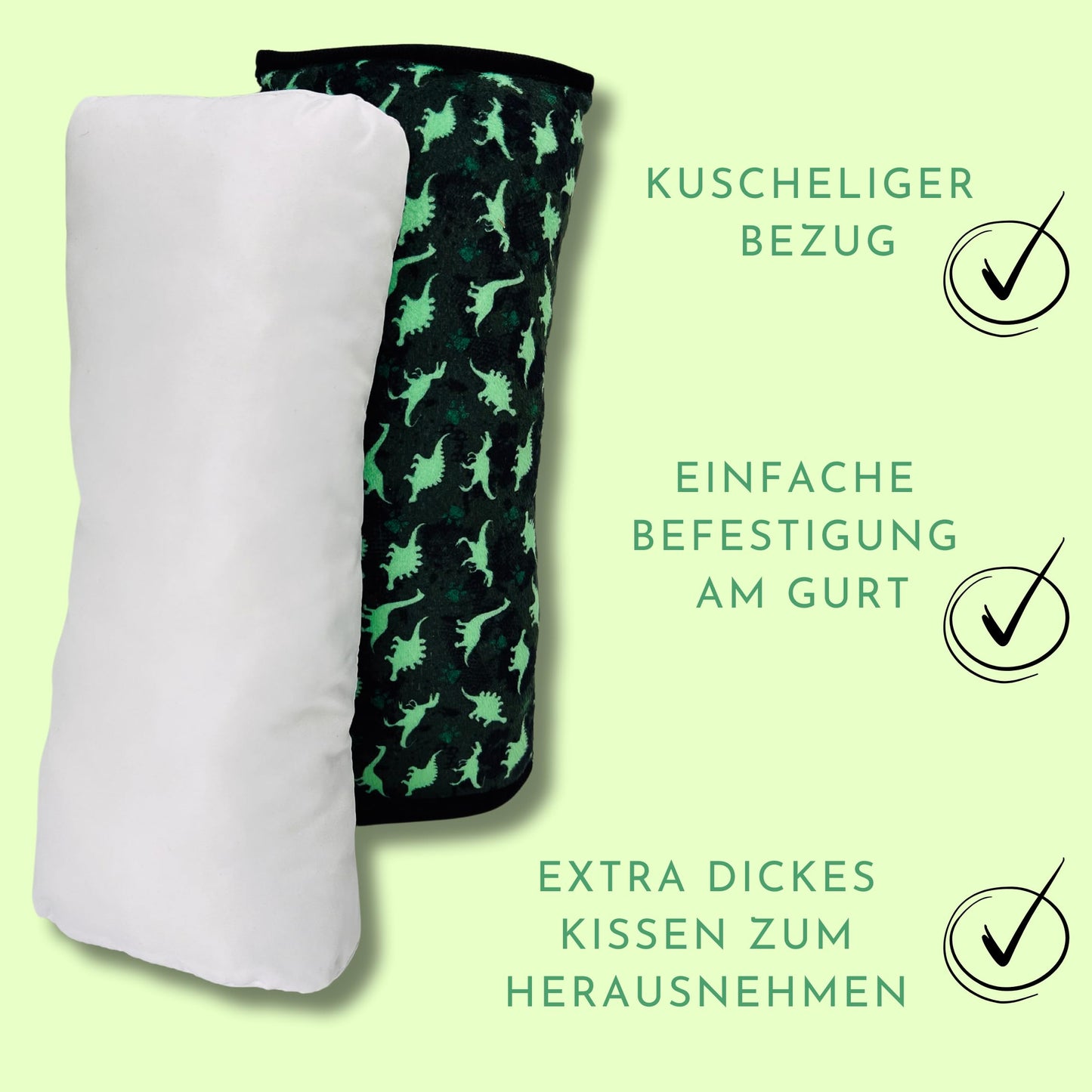 Kuschelweiches Auto Schlafkissen Kinder Dinosaurier