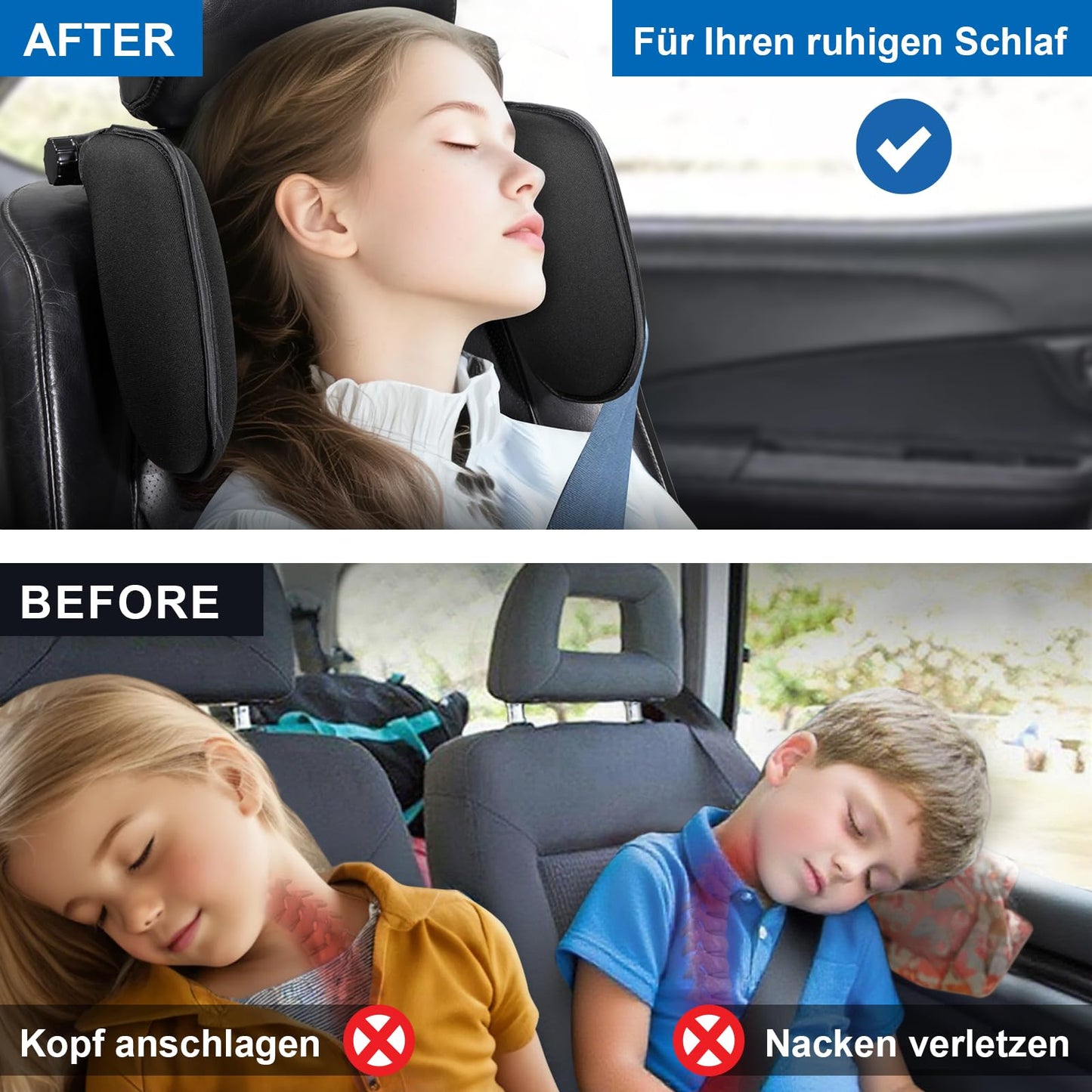 Spurtar Nackenkissen Auto für Kinder & Erwachsene Schwarz