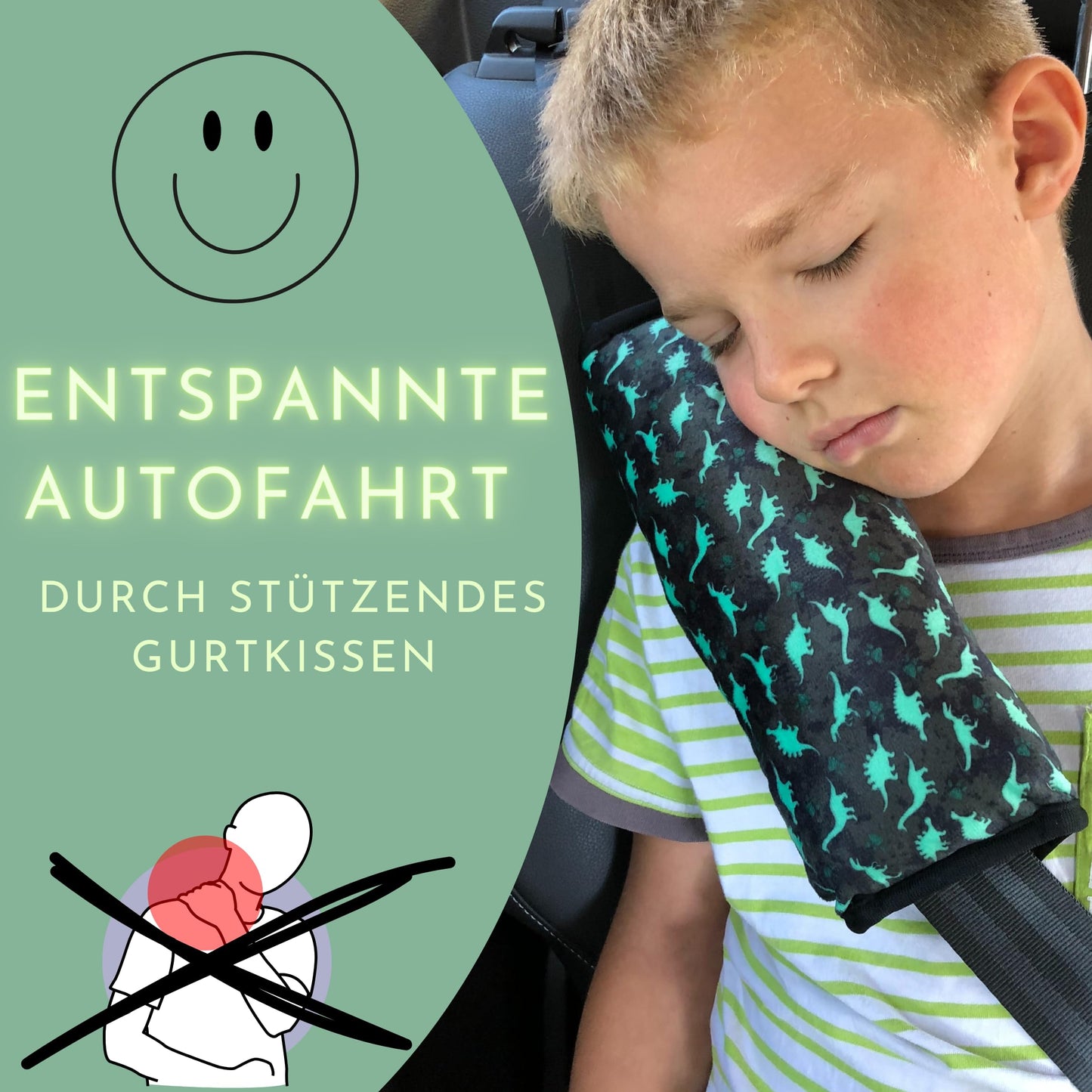 Kuschelweiches Auto Schlafkissen Kinder Dinosaurier